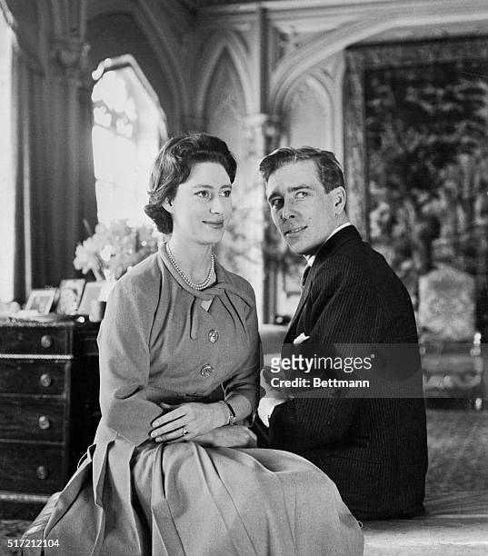 This photo released on February 29th, shows Britain's Princess Margaret and her fiance, Anthony Armstrong Jones, both 29, at Windsor, where their...