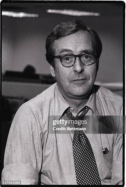 John Chancellor, shown in the NBC newsroom, 30 Rock..