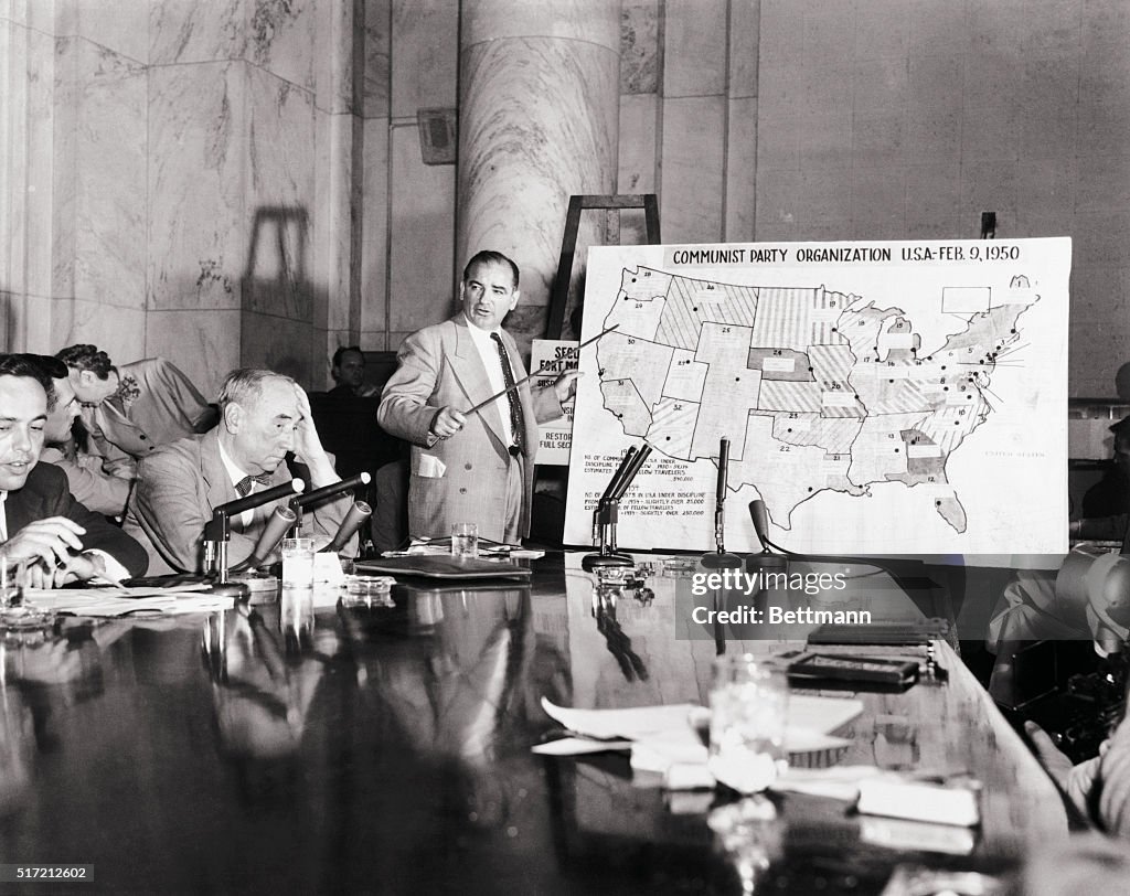 Joseph McCarthy Pointing at Map