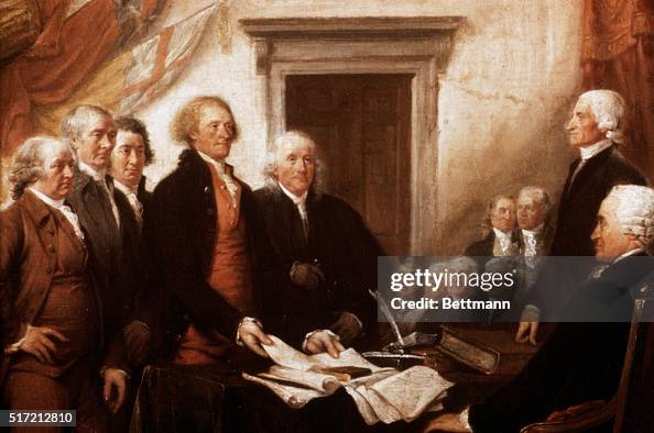 Detail of American Signatories from Declaration of Independence, 4 July, 1776 by John Trumbull