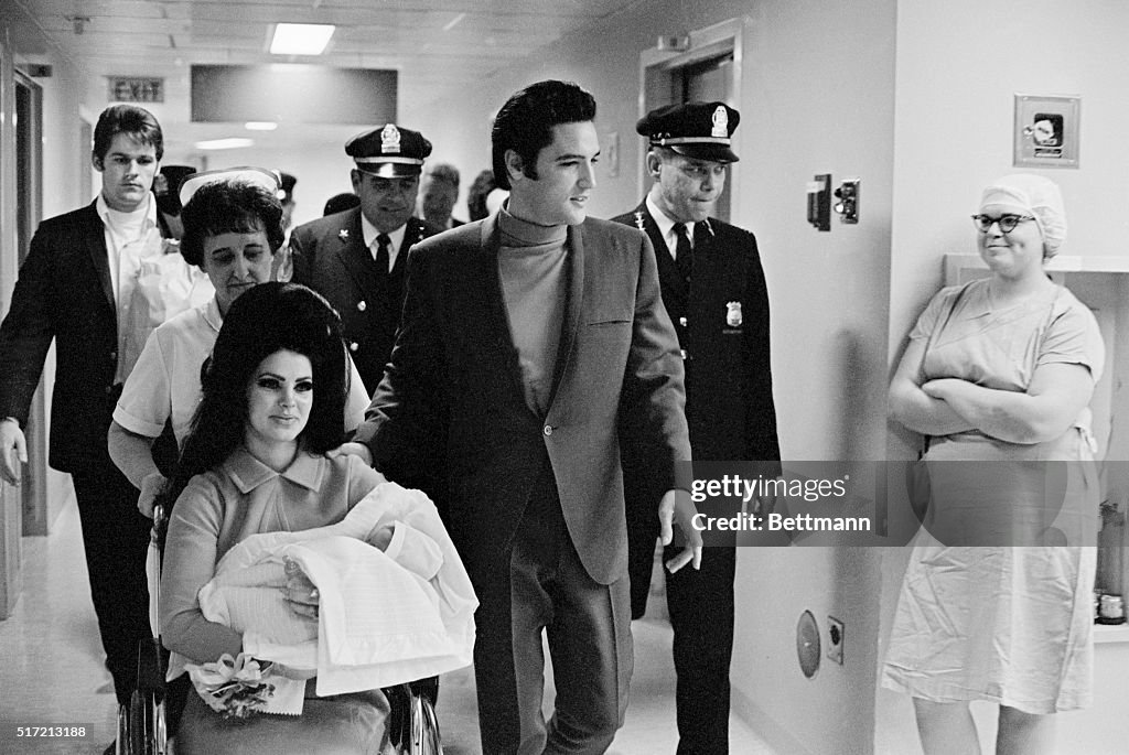 Elvis with Wife and Daughter at Hospital