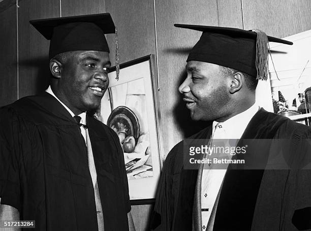 Washington, D.C.: ORIGINAL CAPTION READS:Former Dodger baseball star Jackie Robinson, L, and the Reverend Martin Luther King Jr., are shown together...