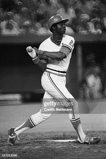 St. Louis, MO: St. Louis Cardinals' Lou Brock gets his 3,000th career hit during the fourth inning against the Chicago Cubs' pitcher Dennis Lamp,...