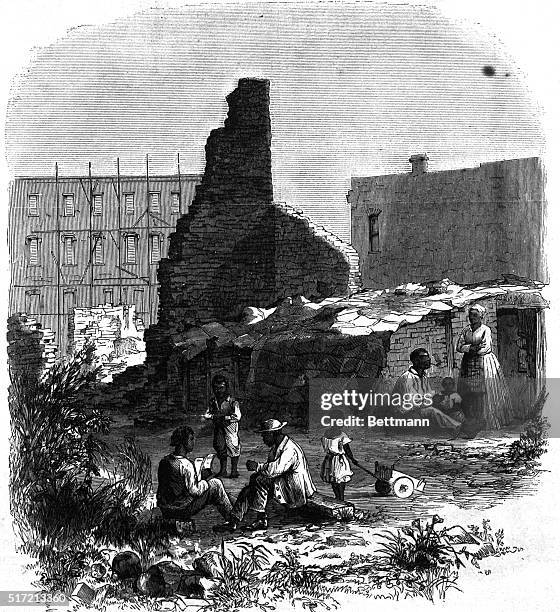 Rebuilding in Columbia, SC. From Harper's Weekly, July 21, 1886. "Among the ruins of Columbia, South Carolina." Civil War, July 21, 1866. Undated...