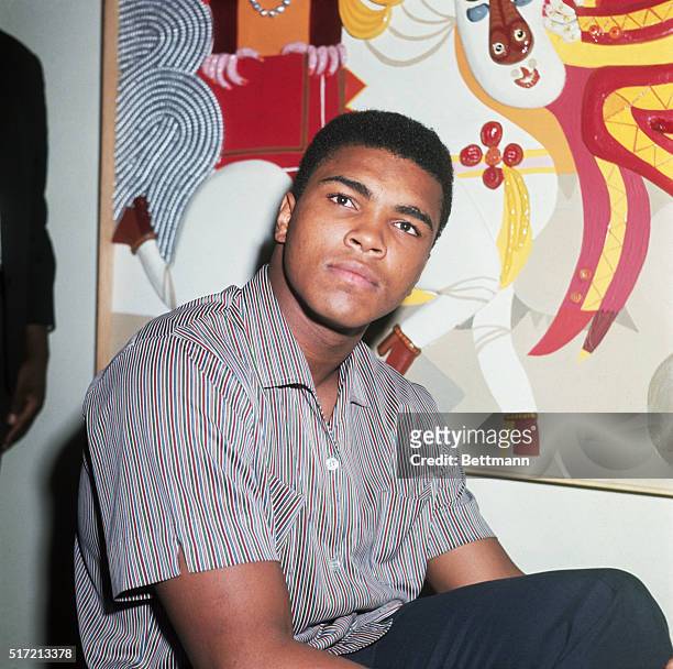 New York, NY: Close-up of boxer Cassius Clay.