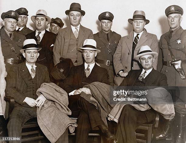 Chicago, Illinois-The six men, alleged members of the Fred Burke Gang, who were captured in spectacular raid in East St. Louis, IL, were brought...