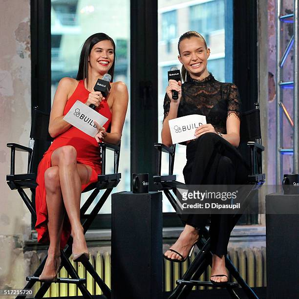 Models Sara Sampaio and Josephine Skriver attend the AOL Build Speaker Series to reveal the Victoria's Secret "2016 What is Sexy? List" at AOL...