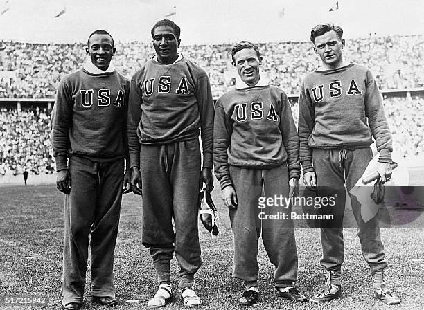 Berlin, Germany- Pictured above are the members of the American relay team which won the 400-meter relay race at the Olympics in Berlin. They...