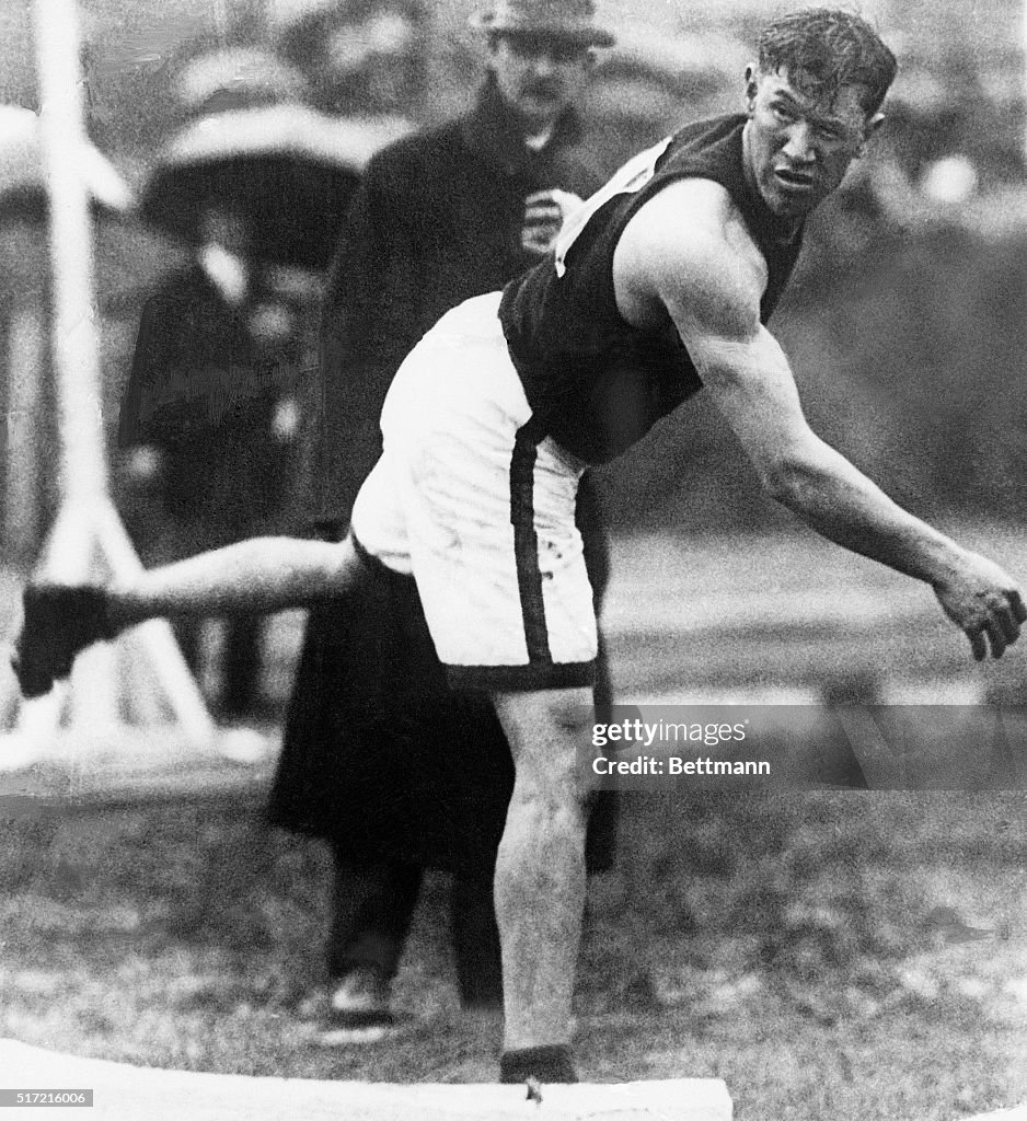 Jim Thorpe Throwing the Shot Put at the 1912 Olympics