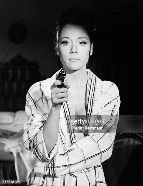 Actress Diana Rigg on the set of "On Her Majesty's Secret Service".