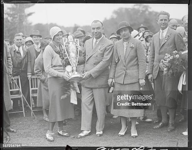 Winners in the Womens Golf Championship Finals at Salem County Country Club, Peabody, Mass. Left to right Virginia Van Wie center is President H.H....