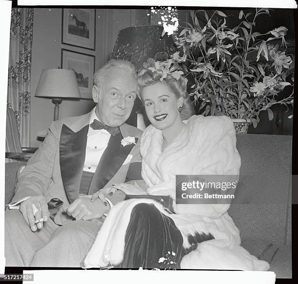 Thomas Frederick Manville, the famous blonde fancier, and his bride, the former Bonita Francine Edwards, Conover model whom he married at Ridgefield,...