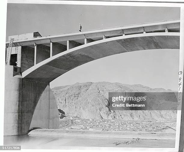 The first picture of the area directly below Grand Coulee Dam from the Columbia River Reservoir is shown. The Bureau of Reclamation's model town is...