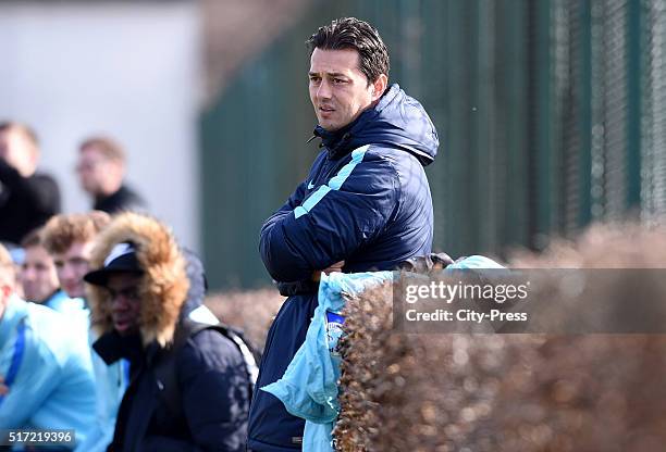 Coach Ante Covic of the U23 of Hertha BSC during the test match between Hertha BSC and Hertha BSC U23 on March 24, 2016 in Berlin, Germany.