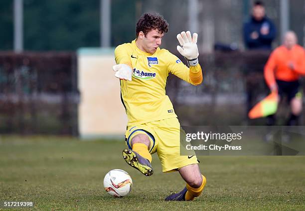 Jan Renner of the U19 of Hertha BSC during the test match between Hertha BSC and Hertha BSC U23 on March 24, 2016 in Berlin, Germany.