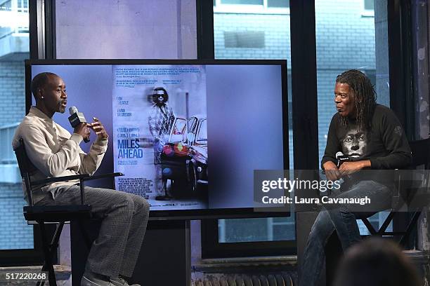 Don Cheadle and Mark Ruffin attend AOL Build Speaker Series to discuss his Directorial debut in "Miles Ahead" at AOL Studios in New York on March 24,...