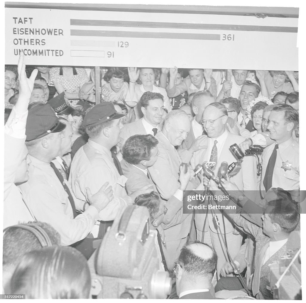 Dwight Eisenhower and Robert Taft Making Statement