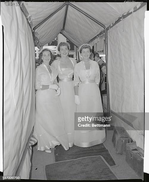 The sisters of Eunice Mary Kennedy arrive at St. Patrick's Cathedral, May 23, to attend the wedding of Eunice and Robert Sargent Shriver Jr. Of...