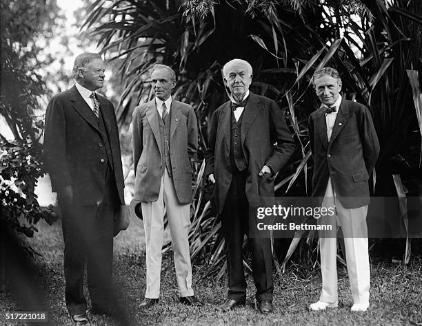 Attending Thomas Edison's Birthday Party. Thomas A. Edison is shown with some of his guests who helped him celebrate his 86th birthday at his estate...