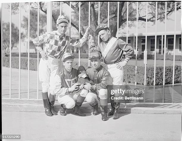 Four of the six highest winning jockeys of 1945 are riding in the present at Santa Anita. Ted Atkinson, riding for Jay Paley won 287 races and...