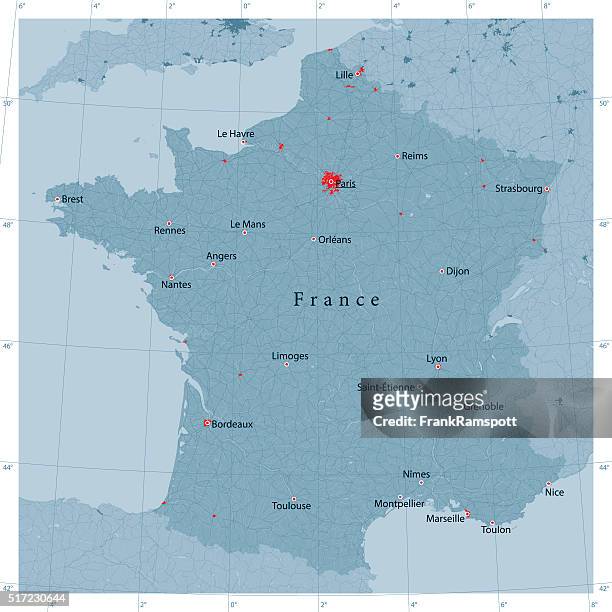 frankreich vektor landkarte - paris france stock-grafiken, -clipart, -cartoons und -symbole