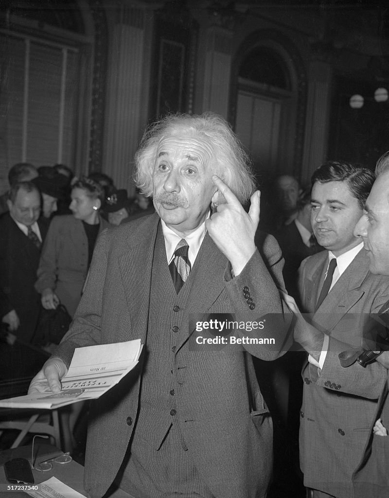 Physicist Albert Einstein Speaking at Hearing