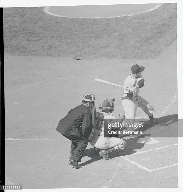 First strike in third series game. Brooklyn: Gil McDougald, first Yank at batf during the first inning of the third game of the 1953 World Series,...