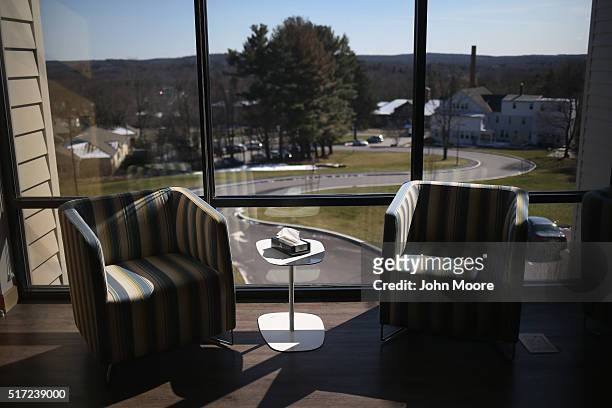 Lounge awaits the arrival of new drug addicts to a substance abuse treatment center on March 22, 2016 in Westborough, MA. The new 100-bed residential...