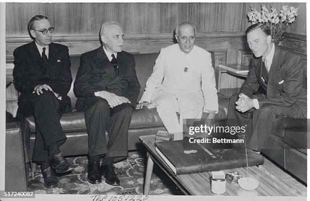 Prime Ministers Meet in India. New Delhi, India: The Right Honorable Louis St. Laurent , prime minister of Canada, called on Indian prime minister,...