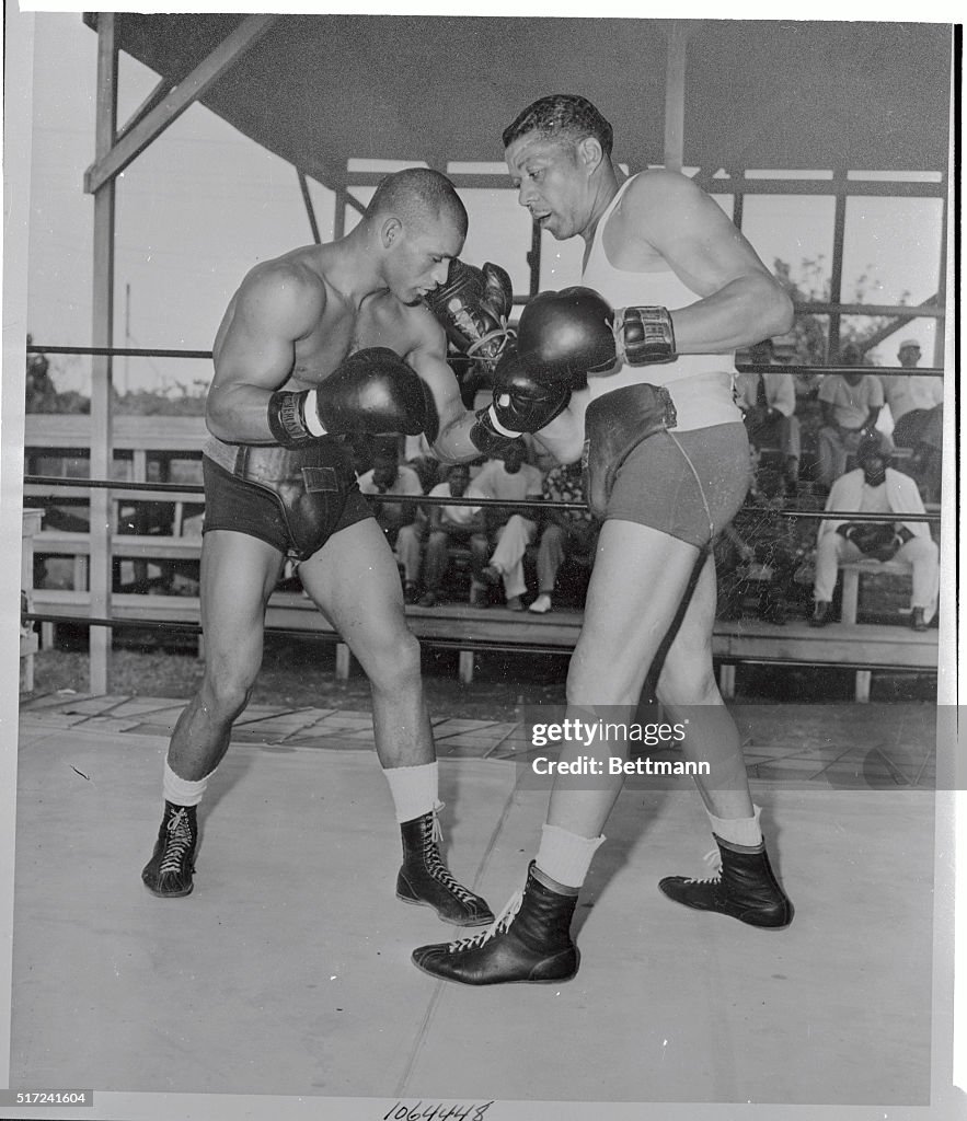 Harold Johnson Sparing with His Father Phil Johnson