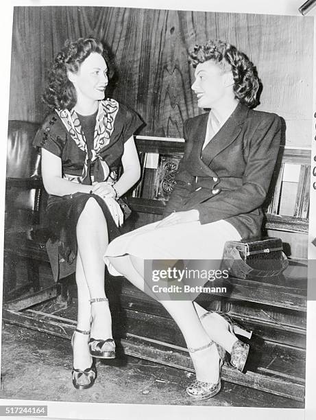 Joan Green and Linda Shelton are shown today at the office of the New York Newspaper which interviewed them in connection with the Senate...