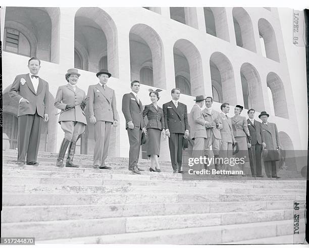 While some tailors confess they had the 21st Century in mind, they put forth their creations in a 20th Century Fashion show on the marble steps...