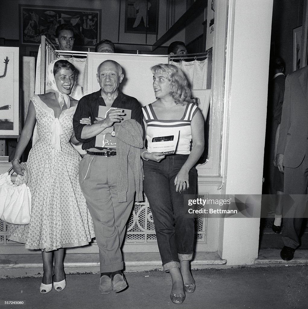 Pablo Picasso with Daughter and Colleague