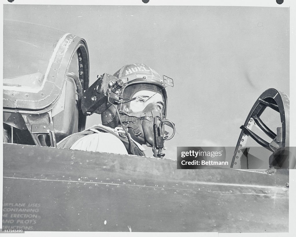 Test Pilot Wearing Camera Mounted on Helmet