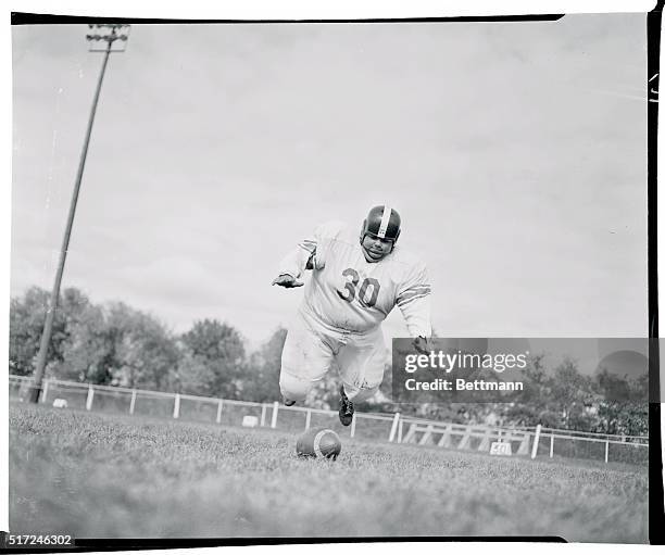 Dundee, Illinois: The ball never had a chance! Not with 335 pound Herb Diedrich pouncing on it. Herb, after all, is filled with more than mere air....