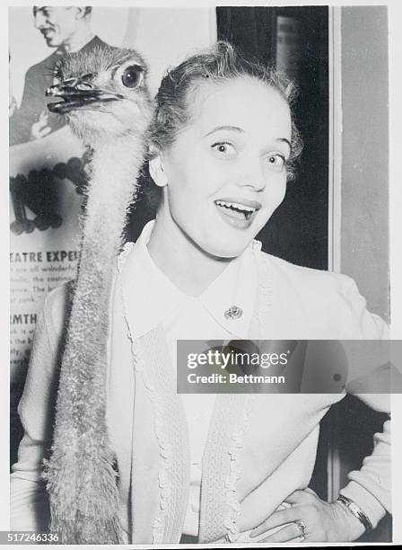 Fanny the Ostrich is the winner by a neck as she vies with actress Florence Henderson for the photographer's attention in New York. It's for the...