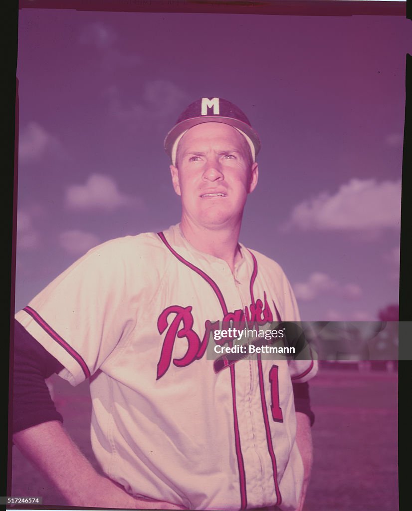 Del Crandall Wearing Baseball Uniform