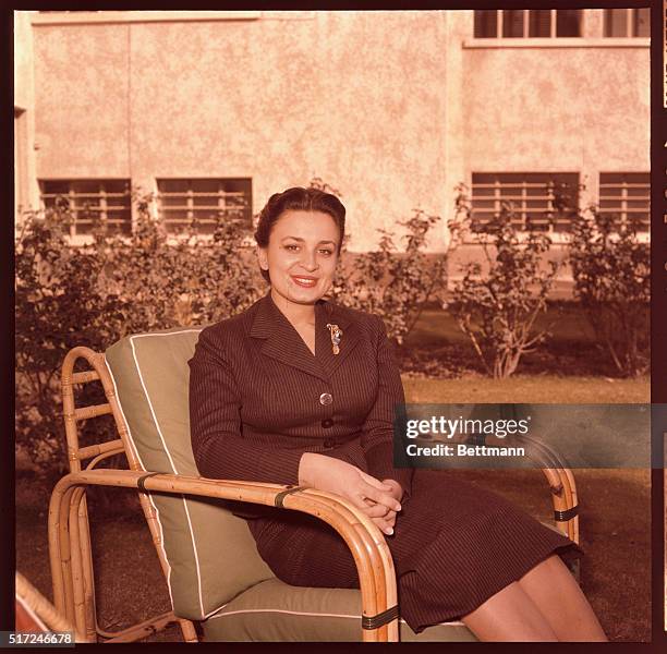 Queen Dina of Transjordan, first wife of King Hussein, during a visit to Cairo.