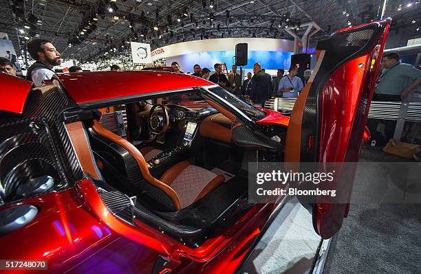 The Koenigsegg Automotive AB Regera luxury vehicle is displayed during the 2016 New York International Auto Show in New York, U.S., on Thursday,...