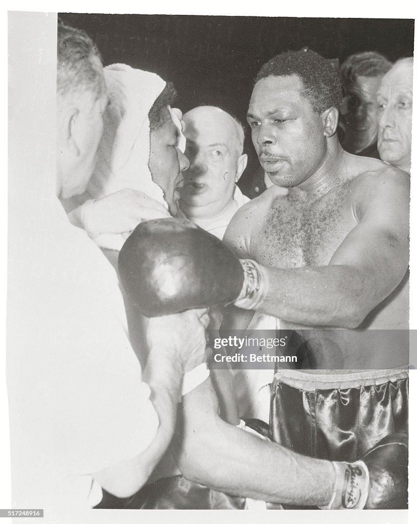 Boxer Archie Moore Acknowledging His Challenger After Fight