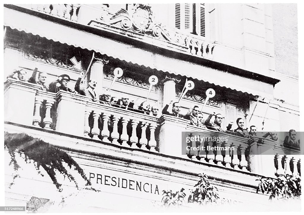 Marshal Tito Standing on the Presidential Government House Balcony