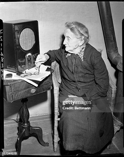 Believed to be the oldest citizen in Berlin, Miss Berta Ganzlin is shown in her home on her 104th birthday. She lives in the French sector of the...