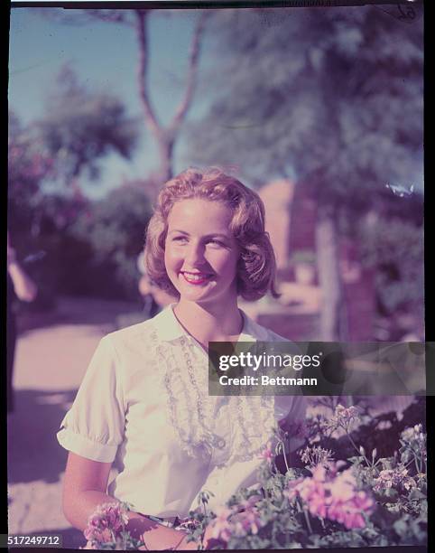 Santa Marinella, Italy: Jenny Ann Lindstrom, 19-year-old daughter of movie actress, Ingrid Bergman, in Santa Marinella, Italy, as she visited her...