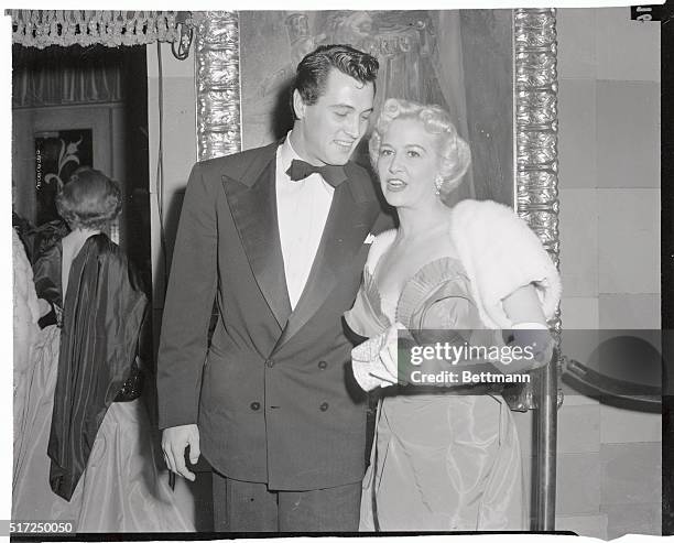 Actor Rock Hudson and Actress Marilyn Maxwell at the Quo Vadis premiere in California.