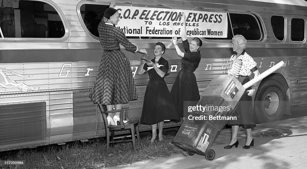 Women Republicans Decorate GOP Bus