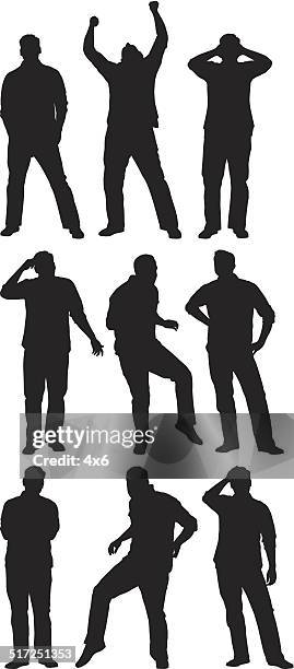 ilustraciones, imágenes clip art, dibujos animados e iconos de stock de hombre en diferentes poses - hand in hair