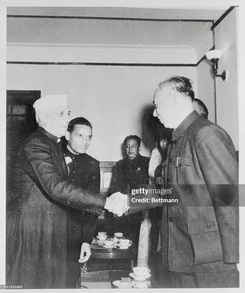 Liu Shao-chi Greeting Sri Jawaharlal Nehru