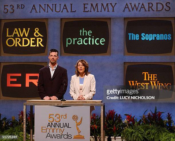 Actors Patricia Heaton and Sean Hayes announce the 53rd Annual Primetime Emmy Award nominees for Outstanding Drama Series, 12 July 2001, in Los...