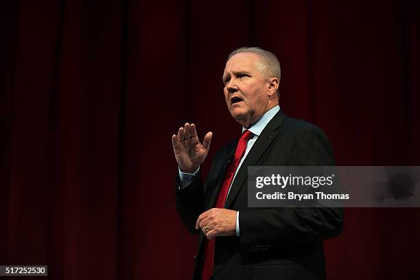 Executive Vice President of Mitsubishi Motors North America Don Swearingen introduces the new Mitsubishi Outlander PHEV at the New York International...