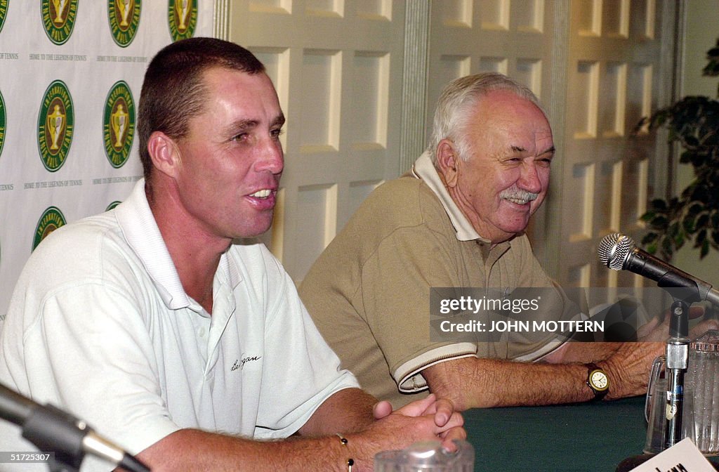Retired tennis players Ivan Lendl (L) and Mervyn R